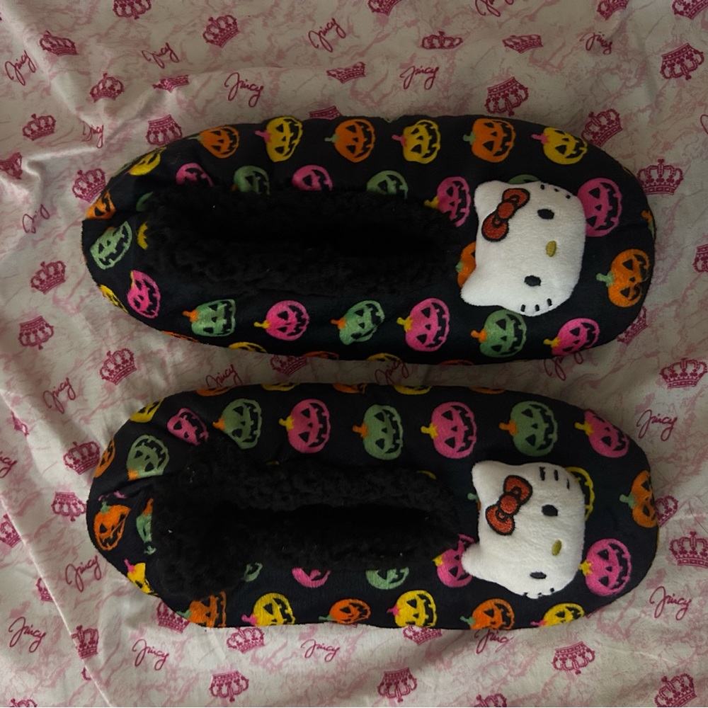 Hello Kitty Slippers - Black with Colorful Accents